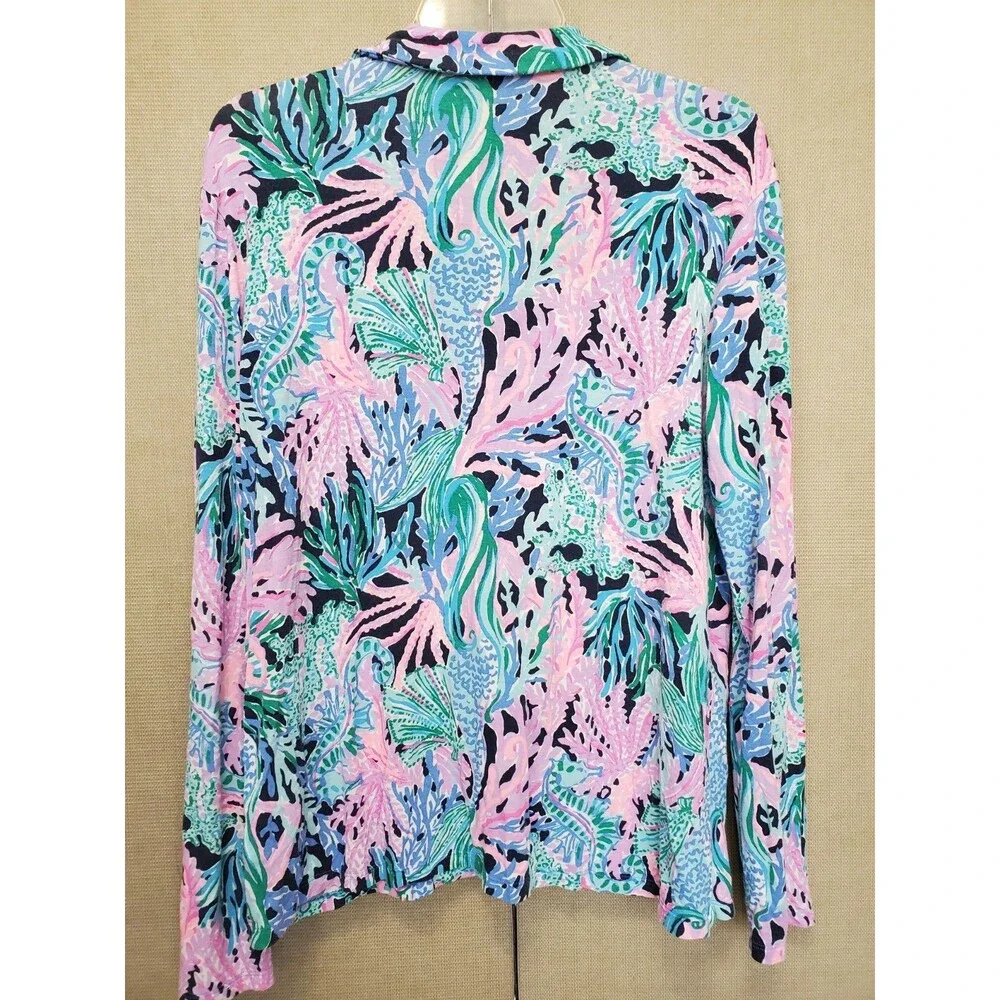 Lilly Pulitzer PJ Knit Long Sleeve Button-Up Pajama Top Size Large #007120